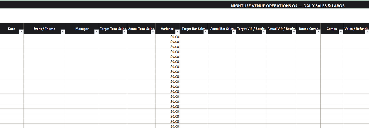 Nightlife Venue Operations OS — Full Template Suite