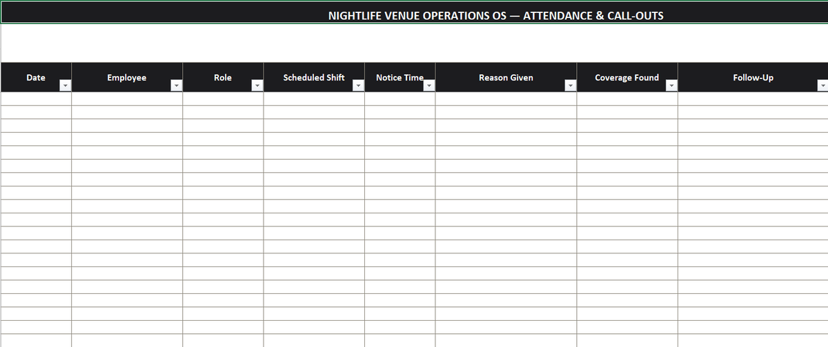 Nightlife Venue Operations OS — Full Template Suite