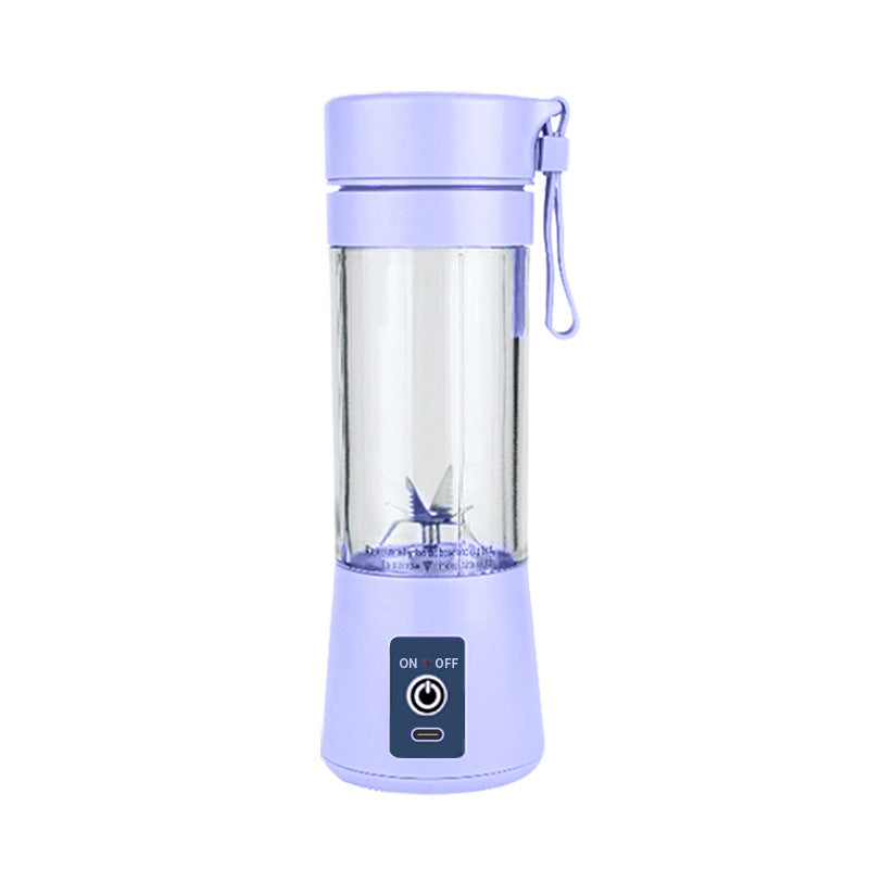 Lilac portable blender with clear cup and wrist strap